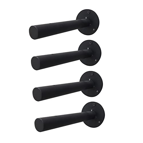 Rohr Regalhalterung Wandregal,Wandkonsole aus Eisen Schwimmende Halterung,Bücherregal Industrielle Rustikale Schwarz 25mm Rohrdurchmesser,für Schlafzimmer/Küche/Büro (300mm/11.8in,4 pcs) von COSMETIZE