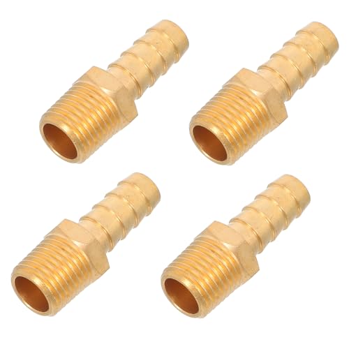 COSMEVIVI 4 Stück Messing-Schlauchverbinder mit Widerhaken: 1/4 Zoll NPT auf 3/8 Zoll Messing-Adapter mit Widerhaken am Ende, Gartenschlauchkupplungen für Bewässerungs- und Sprühdruckluftsysteme von COSMEVIVI