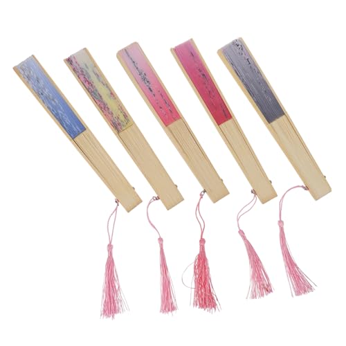 COSMEVIVI 5 Stück Teiliges Japanische Faltfächer Retro Stil Tragbarer Handventilator für Hochzeit Party Sommer Langlebig und Leicht für Dekoration und Natürliche Abkühlung COSMEVIVI 5 Stück Teiliges Japanische Faltfächer Retro Stil Tragbarer Handventilator für Hochzeit Party Sommer Langlebig und Leicht für Dekoration und Natürliche Abkühlung von COSMEVIVI