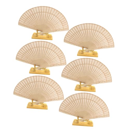 COSMEVIVI 6 Stück Teiliges Vintage Holz Fächer Handfächer mit Filigraner Gravur Faltbar Angenehm Duftend für Sommer Tanz Hochzeit und Chinesische Kulturfans COSMEVIVI 6 Stück Teiliges Vintage Holz Fächer Handfächer mit Filigraner Gravur Faltbar Angenehm Duftend für Sommer Tanz Hochzeit und Chinesische Kulturfans von COSMEVIVI