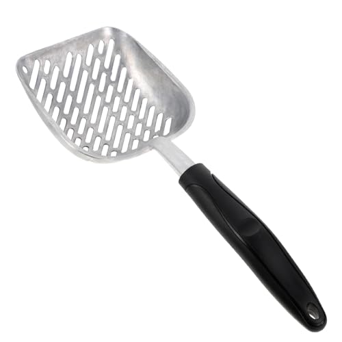 COSMEVIVI Edelstahl Katzenstreu Schaufel mit Breiter Öffnung Langlebig Reinigung von Katzensand und Tierabfällen Praktische Streuschaufel für Katzenbesitzer Weiß von COSMEVIVI