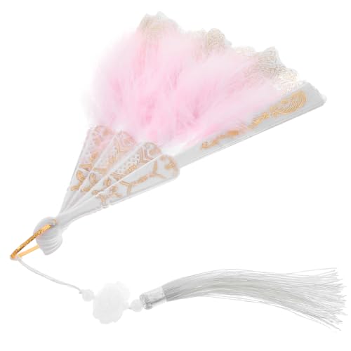 COSMEVIVI Federfächer Damen Vintage Stil Gestickte Blume Handfächer Leicht Tragbar Hochzeit Party Tanzkostüm COSMEVIVI Federfächer Damen Vintage Stil Gestickte Blume Handfächer Leicht Tragbar Hochzeit Party Tanzkostüm von COSMEVIVI