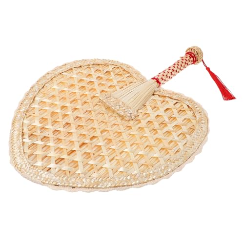 COSMEVIVI Handgewebter Natürlicher Weizenstroh Fächer Sommer Handventilator Chinesischer Stil Handgefertigt Dekorativ Vielseitig für Party Strand Wanddeko von COSMEVIVI