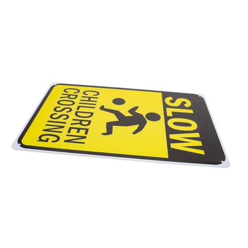 COSMEVIVI Wetterfestes Metallschild Warnschild Langsam Fahren Kinderschild für Straßenverkehr im Wohngebiet von COSMEVIVI
