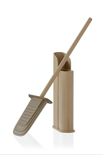 COSMIC Toilettenbürste aus Silikon mit Flexiblem und Ultradünnem Design. Boden- oder Wandhalterung für WC. Halterung in Sandfarbe von COSMIC