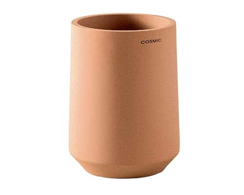 Cosmic Saona Zahnbürstenhalter für Arbeitsplatte im Eleganten Design aus Harz. Glas für Zahnbürste. Runder Behälter für Waschbecken in der Farbe Blossom von COSMIC