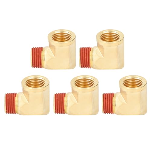 COSMICROWAVE 5pcs 1/2in NPT Messing Rohranpassung, 90 -Grad -Ellbogenanschluss mit Leck -Profit -Gummischicht, Deep -Faden -Design für sichere Verbindung von COSMICROWAVE