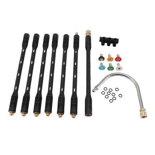 COSMICROWAVE Pressure Washer Extension Wand, 1/4 Inch Connector, Stainless Steel Gutter Cleaner Rod with Black Shell, for Roof and Outer Wall, Adjustable Length, High Durability von COSMICROWAVE