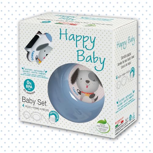 4-teiliges Babynahrungsset — Tango Dog — blaue Farbe. 0% BPA. 100% Hergestellt in Italien 4-teiliges Babynahrungsset — Tango Dog — blaue Farbe. 0% BPA. 100% Hergestellt in Italien von COSMOPLAST