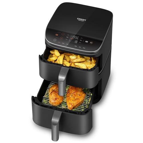 COSORI Air Fryer Double Stack 10,8 l, Fritteuse ohne Öl mit 2 Schubladen, 3 Kochstufen, 6-in-1, kompaktes und stapelbares Design, 41% kleiner als herkömmliche Doppel-Airfryer, 63 Rezepte COSORI Air Fryer Double Stack 10,8 l, Fritteuse ohne Öl mit 2 Schubladen, 3 Kochstufen, 6-in-1, kompaktes und stapelbares Design, 41% kleiner als herkömmliche Doppel-Airfryer, 63 Rezepte von COSORI