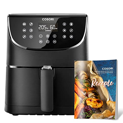 COSORI Heißluftfritteuse 3,5L & Multikocher, mit 13 Programmen, 1500W, Airfryer XL für 1-3 Personen, 100 Deutsch Rezeptheft, Digitalem One-Touch Screen, Vorheizen&Warmhalten, Shake-Modus von COSORI