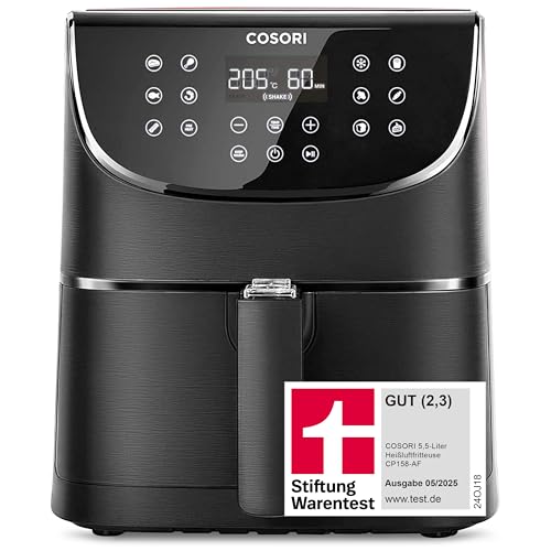 COSORI Heißluftfritteuse Airfryer, Testsieger 2024, 11-in-1 Air Fryer XXL 5,5L, Friteuse Heissluftfritteuse mit Shake-Reminder, 100 Rezepte, 55 Prozent energiesparend, spülmaschinenfest, CP158-AF von COSORI