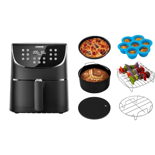 COSORI Heißluftfritteuse 5,5L XXL Friteuse Heissluft Fritteusen ohne Öl, Airfryer mit Digitalem LED-Touchscreen, 11 Programmen, Vorheizen&Warmhalten, Shake-Modus, 100 Rezepte auf Deutsch, 1700W von COSORI