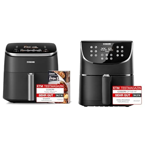 COSORI Heißluftfritteuse XXL Turbo Blaze, 6L Airfryer mit 5 Geschwindigkeitsstufen & Heißluftfritteuse 5,5L XXL Friteuse Heissluft Fritteusen Air Fryer mit Digitalem LED-Touchscreen von COSORI