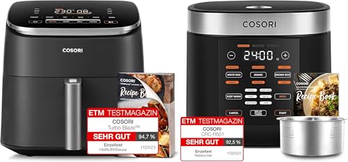 COSORI Heißluftfritteuse XXL Turbo Blaze, 6L Airfryer mit 5 Geschwindigkeitsstufen & Reiskocher, Multikocher mit 17 Programme von COSORI