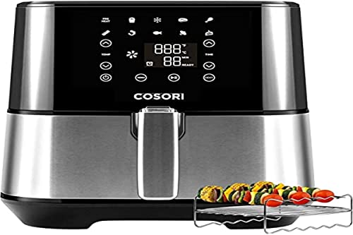 COSORI Luftfritteuse , Air Fryer, energiesparend, mit Grillzubehör, 9 Funktionen & Spezialtrocknung, 10 normale Rezepte & 10 Trocknungsrezepte, 1700 W, Silber, 5.5 ltr von COSORI