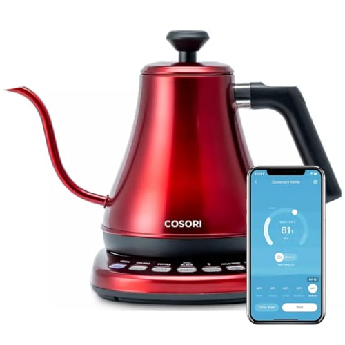 COSORI Smart Schwanenhals Wasserkocher Elektrisch für Pour-Over Tee & Kaffee mit variablen Voreinstellungen Edelstahl 0,8L Rot COSORI Smart Schwanenhals Wasserkocher Elektrisch für Pour-Over Tee & Kaffee mit variablen Voreinstellungen Edelstahl 0,8L Rot von COSORI