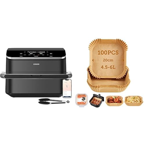 COSORI Heißluftfritteuse & Backpapier & Sechsteiliges Zubehörset für Heißluftfritteuse - 10L Familiengröße, Dual Basket für ausgewogene Mahlzeiten, Schwarz von COSORI