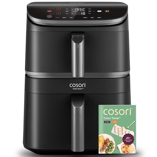 COSORI Turbo Tower Heißluftfritteuse mit 2 Kammern, 10,8 L Double Stack Airfryer, spart 41 Prozent Küchenfläche, Turbo-Luftstrom für knusprige Ergebnisse, inkl. Rezeptheft und Grillrost COSORI Turbo Tower Heißluftfritteuse mit 2 Kammern, 10,8 L Double Stack Airfryer, spart 41 Prozent Küchenfläche, Turbo-Luftstrom für knusprige Ergebnisse, inkl. Rezeptheft und Grillrost von COSORI