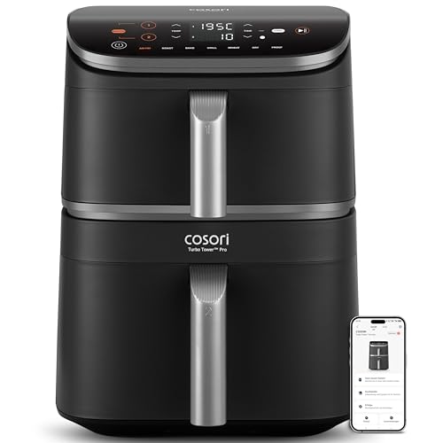 COSORI Turbo Tower Pro Smart, mit WLAN-Verbindung, 10,8L Double Stack Airfryer mit DualBlaze, Keramikbeschichtung, Silbergrau COSORI Turbo Tower Pro Smart, mit WLAN-Verbindung, 10,8L Double Stack Airfryer mit DualBlaze, Keramikbeschichtung, Silbergrau von COSORI