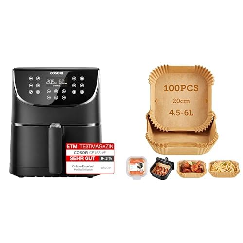 Cosori CP158 Heißluftfritteuse & Sechsteiliges Zubehörset & Backpapier für Heißluftfritteuse von COSORI