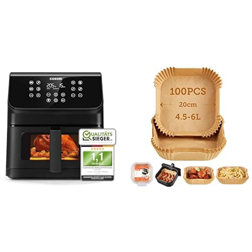 Cosori CP358 Heißluftfritteuse & Sechsteiliges Zubehörset & Backpapier für Heißluftfritteuse von COSORI