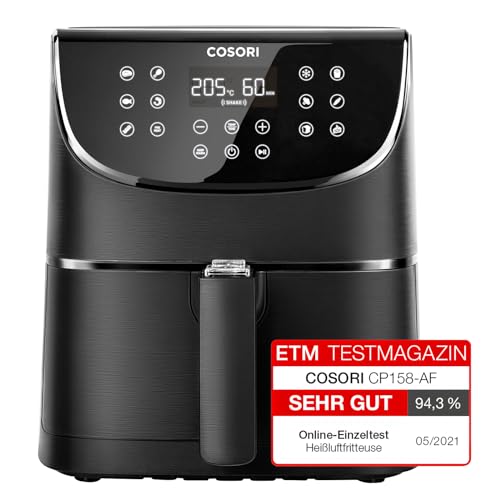 COSORI Heißluftfritteuse 5,5L XXL Friteuse Heissluft Fritteusen Air Fryer mit Digitalem LED-Touchscreen, 13 Kochfunktionen, Vorheizen&Warmhalten, Shake-Modus, 100 Rezepte auf Deutsch, ohne Öl, 1700W von COSORI