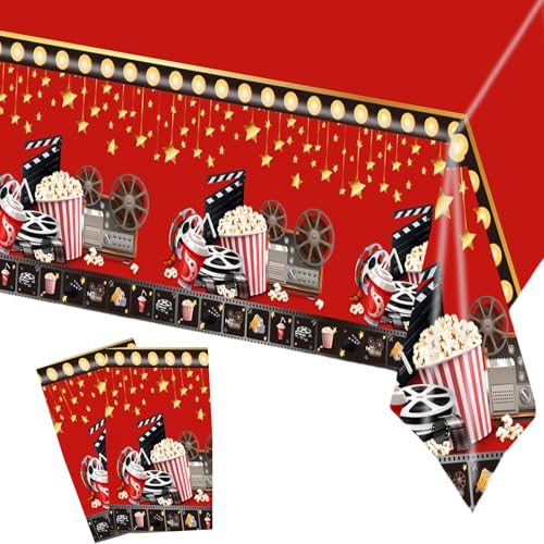 COSORO 2 Stück Hollywood Filme Tischdecke Abwaschbar,Kunststoff Tischdecke Elastische Rechteckig Bierzeltgarnitur,137 * 274cm Fleckschutz Tischtuch für Tischdeko Garten Filme Thema Party von COSORO