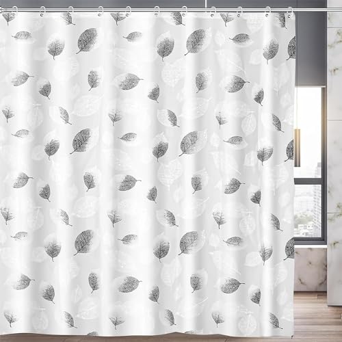 COSORO Duschvorhang Blätter 180x180cm mit Gewicht Magnete Unten,Antischimmel Wasserdicht Duschvorhänge,Waschbar Plastik PEVA Badvorhang mit 12 Haken für Badezimmer,Badewanne,Dusche,Nasses Zimmer von COSORO