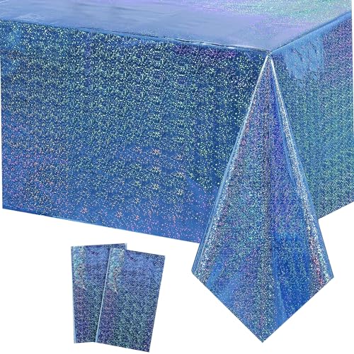 COSORO Holografische Tischdecke für Partys, 137 x 274 cm, groß, holografische Kunststoff-Tischdecke, glänzende Metallic-Tischdecke, blaue Party, für Weihnachten, Picknick, Geburtstag, Weihnachten, COSORO Holografische Tischdecke für Partys, 137 x 274 cm, groß, holografische Kunststoff-Tischdecke, glänzende Metallic-Tischdecke, blaue Party, für Weihnachten, Picknick, Geburtstag, Weihnachten, von COSORO