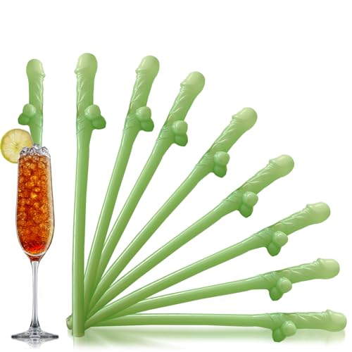 Strohhalme JGA,24P Leuchtend Grün Witziges Penis Trinkhalme Bachelorette Party Accessoires Frauen Wiederverwendbare Trinkhalme Cocktail Strohhalme Für den Mädelsabend Junggesellenabschiede Geburtstage von COSORO