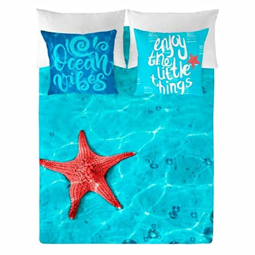 Costura S2802910 Bettbezug Ocean Vibes, Größe 150 cm, 240 x 220 + 45 cm von COSTURA