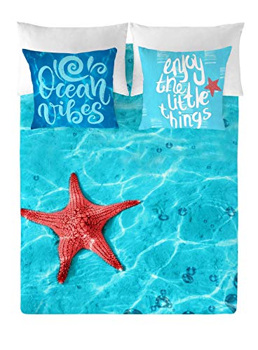 Costura S2802927 Bettbezug Ocean Vibes, Größe 180 cm, 260 x 220 + 45 cm von COSTURA