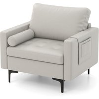1 Sitzer Sofa, Klein Couch Sofa, inkl. abnehmbares Kissen, verschiedenen Kombinationen, mittelalterliche & Moderne Stil (Hellgrau) - Costway von COSTWAY