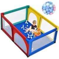 Costway - 120 x 190cm Baby Laufstall mit 50 Spielbaellen, Laufgitter mit atmungsaktivem Netz und Reissverschluss, Krabbelgitter 2 Türen, von COSTWAY