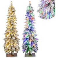 120cm Bleistift Weihnachtsbaum mit Schnee, LEDs in warmweiß und bunt 11 Lichtmodi Timer, künstlicher Tannenbaum mit Beleuchtung & Metallständer, 120cm Bleistift Weihnachtsbaum mit Schnee, LEDs in warmweiß und bunt 11 Lichtmodi Timer, künstlicher Tannenbaum mit Beleuchtung & Metallständer, von COSTWAY