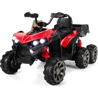 12V Elektro Kinderquad mit Stauraum, Mini Elektroquad mit LED-Lichtern, 6 Räder Kinder Quad, 3-6 km/h, Elektroauto für Kinder ab 3 Jahren (Rot) von COSTWAY