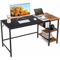140 cm Langer Schreibtisch, Computertisch mit Ablageflächen, Bürotisch mit Spleißplatte, großer PC-Tisch Arbeitstisch für Büro, Zuhause - Costway von COSTWAY