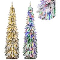 150cm Bleistift Weihnachtsbaum mit Schnee, LEDs in warmweiß und bunt 11 Lichtmodi Timer, künstlicher Tannenbaum mit Beleuchtung & Metallständer, 150cm Bleistift Weihnachtsbaum mit Schnee, LEDs in warmweiß und bunt 11 Lichtmodi Timer, künstlicher Tannenbaum mit Beleuchtung & Metallständer, von COSTWAY