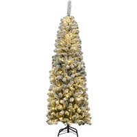 180cm Bleistift Weihnachtsbaum mit Schnee und warmweißen LED-Leuchten von COSTWAY