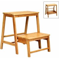 2-Stufen Tritthocker, Leiterstuhl klappbar Bambus Trittleiter bis 150kg Haushaltsleiter 45 x 51 x 48 cm - Costway von COSTWAY