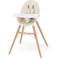 Costway - 2 in 1 Babyhochstuhl, Hochstuhl aus Buchenholz mit 5-Punkt-Sicherheitsgurt, abnehmbarem Doppeltablett & Sitzkissen, Babystuhl von COSTWAY