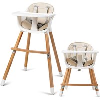 2-in-1 Babyhochstuhl, Kinderhochstuhl aus Holz von COSTWAY