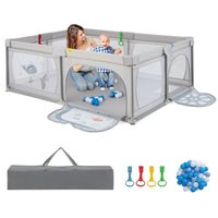 Costway - 205 x 147cm Laufstall Baby faltbar, Laufgitter mit 50 Bällen, 2 Türen, Seitentasche, atmungsaktivem Netz & Reißverschluss, Laufgitterzelt von COSTWAY