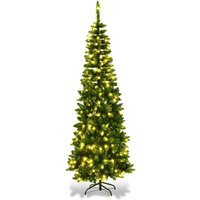 225cm Bleistift Weihnachtsbaum mit warmweißen LED-Leuchten von COSTWAY