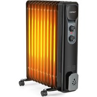 2500W Ölradiator 11 Rippen Heizkörper 5-35℃, COSTWAY elektrische Heizung 3 Heizstufen mobil mit Räder, Überhitzungsschutz schwarz von COSTWAY