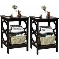 2er Set 3 Ebenen Nachttisch OO-förmig, Beistelltisch, 40x40x61cm Braun - Costway 2er Set 3 Ebenen Nachttisch OO-förmig, Beistelltisch, 40x40x61cm Braun - Costway von COSTWAY
