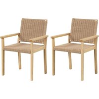 2er Set Gartenstühle Holz, Esszimmerstühle mit Seilgeflecht & Rückenlehne & Armlehne, Terrassenstuhl Holzstuhl bis zu 180 kg belastbar, Balkonstuhl 2er Set Gartenstühle Holz, Esszimmerstühle mit Seilgeflecht & Rückenlehne & Armlehne, Terrassenstuhl Holzstuhl bis zu 180 kg belastbar, Balkonstuhl von COSTWAY