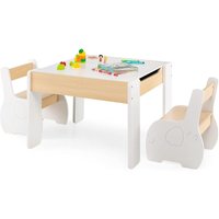 Costway - 3tlg. Kindersitzgruppe aus Holz, 4-in-1-Kindertisch mit 2 Stühlen & Abnehmbarer Tafel, Kindermöbel-Set mit Stauraum für Spielzimmer, Costway - 3tlg. Kindersitzgruppe aus Holz, 4-in-1-Kindertisch mit 2 Stühlen & Abnehmbarer Tafel, Kindermöbel-Set mit Stauraum für Spielzimmer, von COSTWAY
