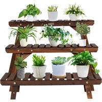 3tlg. Pflanzenregal Blumenregal Blumenstaender Holz, Blumentreppe Garten, Pflanzentreppe freistehend, Holzregal mehrstoeckig - Costway von COSTWAY